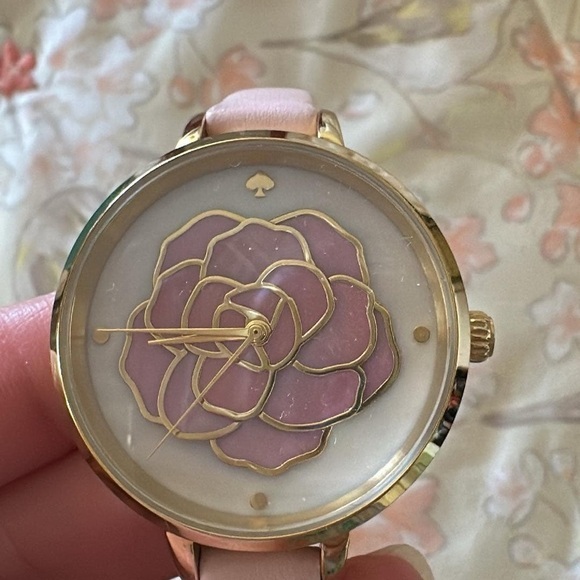 Kate Spade Gold and Pink Floral Watch with Leather Strap